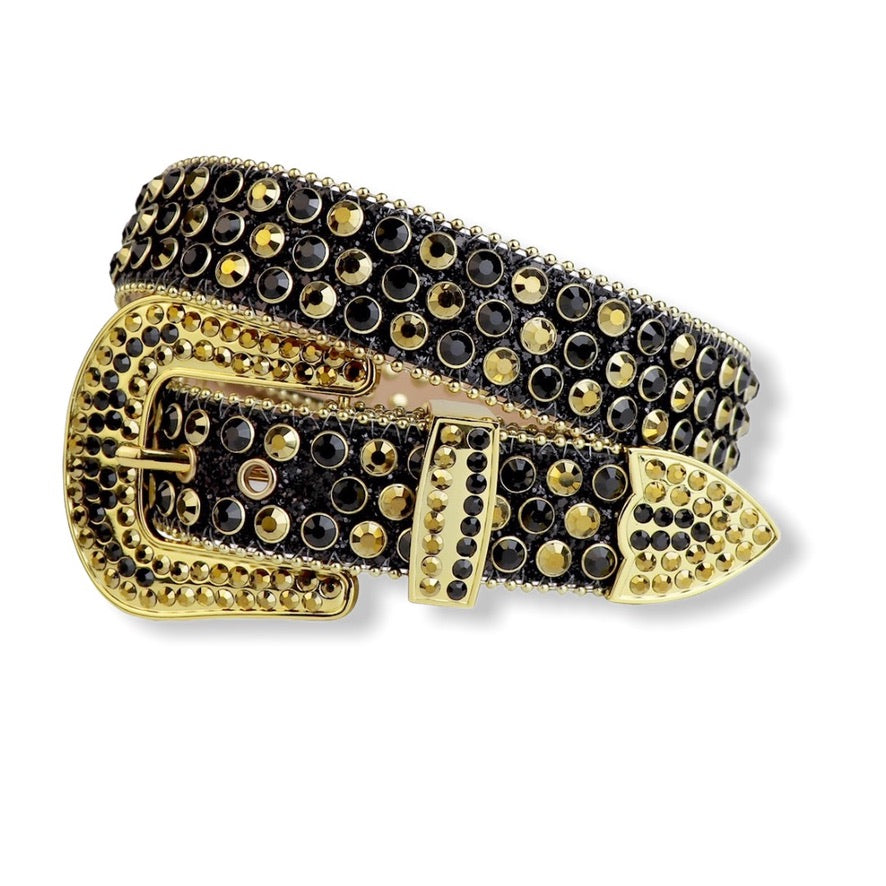 LUXE: Black w/ Gold Glitter Crystal Belt #2